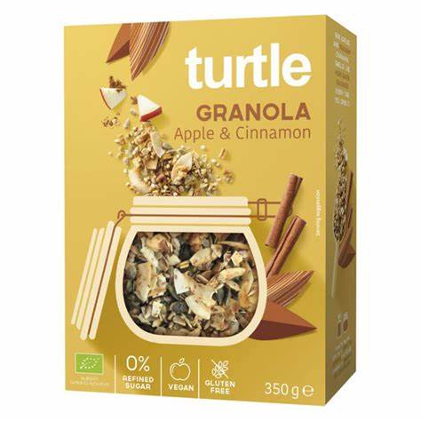 Granola Bio cu mar si scortisoara fara gluten, 350 g, Turtle