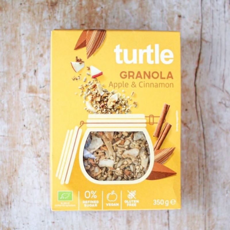 Granola Bio cu mar si scortisoara fara gluten, 350 g, Turtle