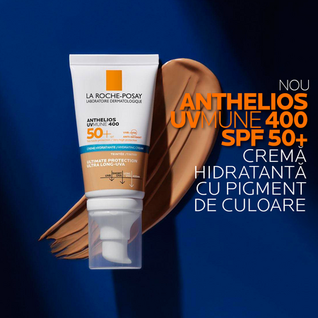 Crema hidratanta cu protectie solara SPF 50+ Anthelios UVmune 400, 50 ml, La Roche-Posay 555602