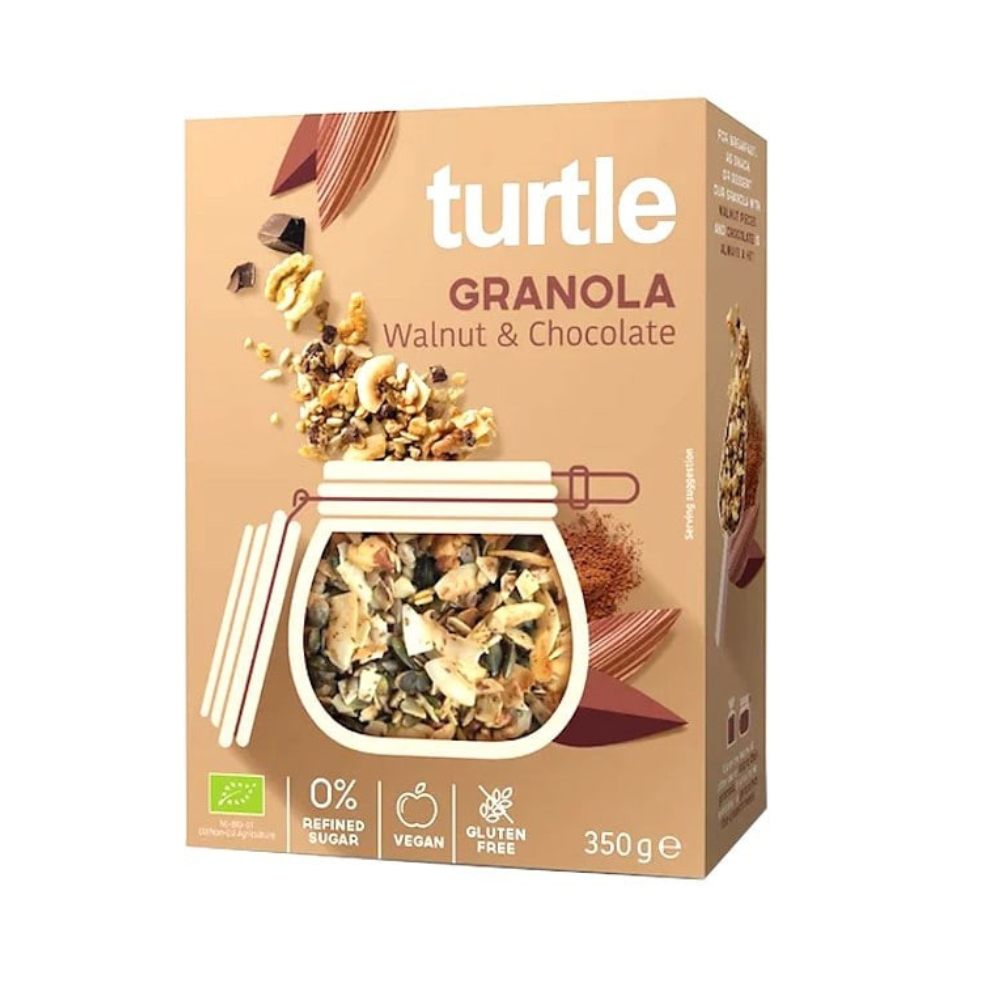 Granola cu nuci si ciocolata Bio, 350 g, Turtle