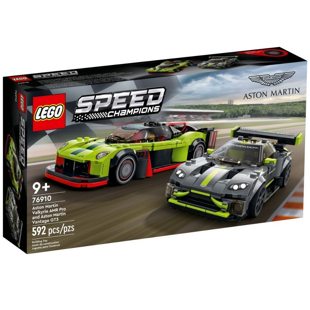 Aston Martin Valkyrie AMR Pro si Aston Martin Vantage GT3 Lego Speed Champions, +9 ani, 76910, Lego