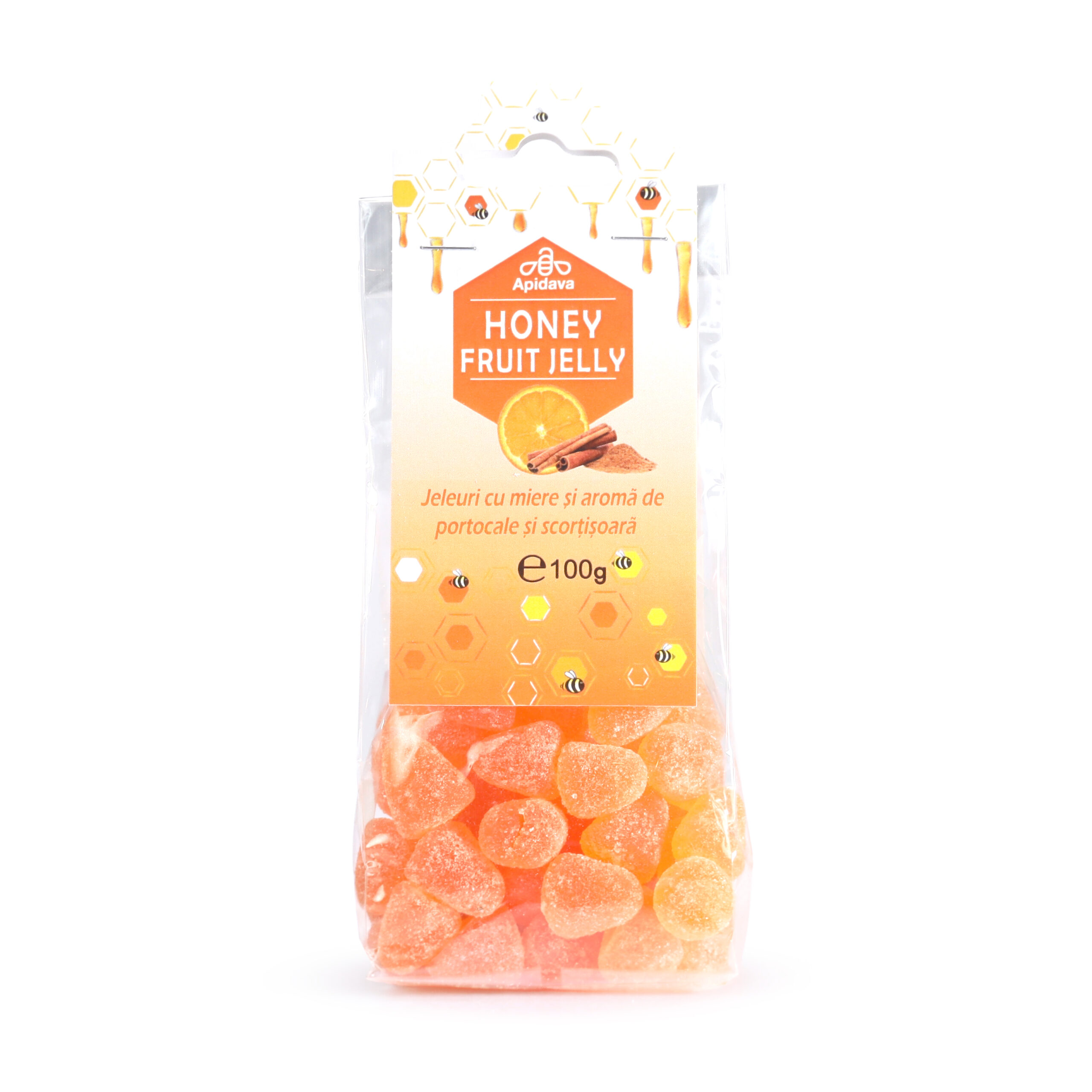 Jeleuri cu miere si aroma de portocale si scortisoara, 100 g, Apidava