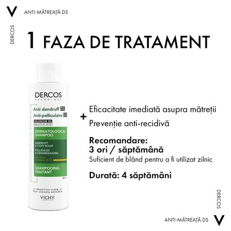 Sampon antimatreata pentru parul normal si uscat Dercos, 200 ml, Vichy 608406