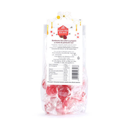 Bomboane fara zahar cu propolis si aroma de portocale rosii, 70 g, Apidava 761690