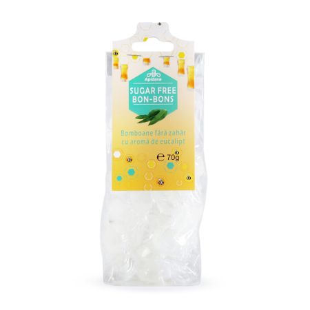 Bomboane fara zahar cu aroma de eucalipt, 70 g, Apidava