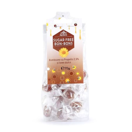 Bomboane cu Propolis 2,5% si Lemn Dulce, 70 g, Apidava