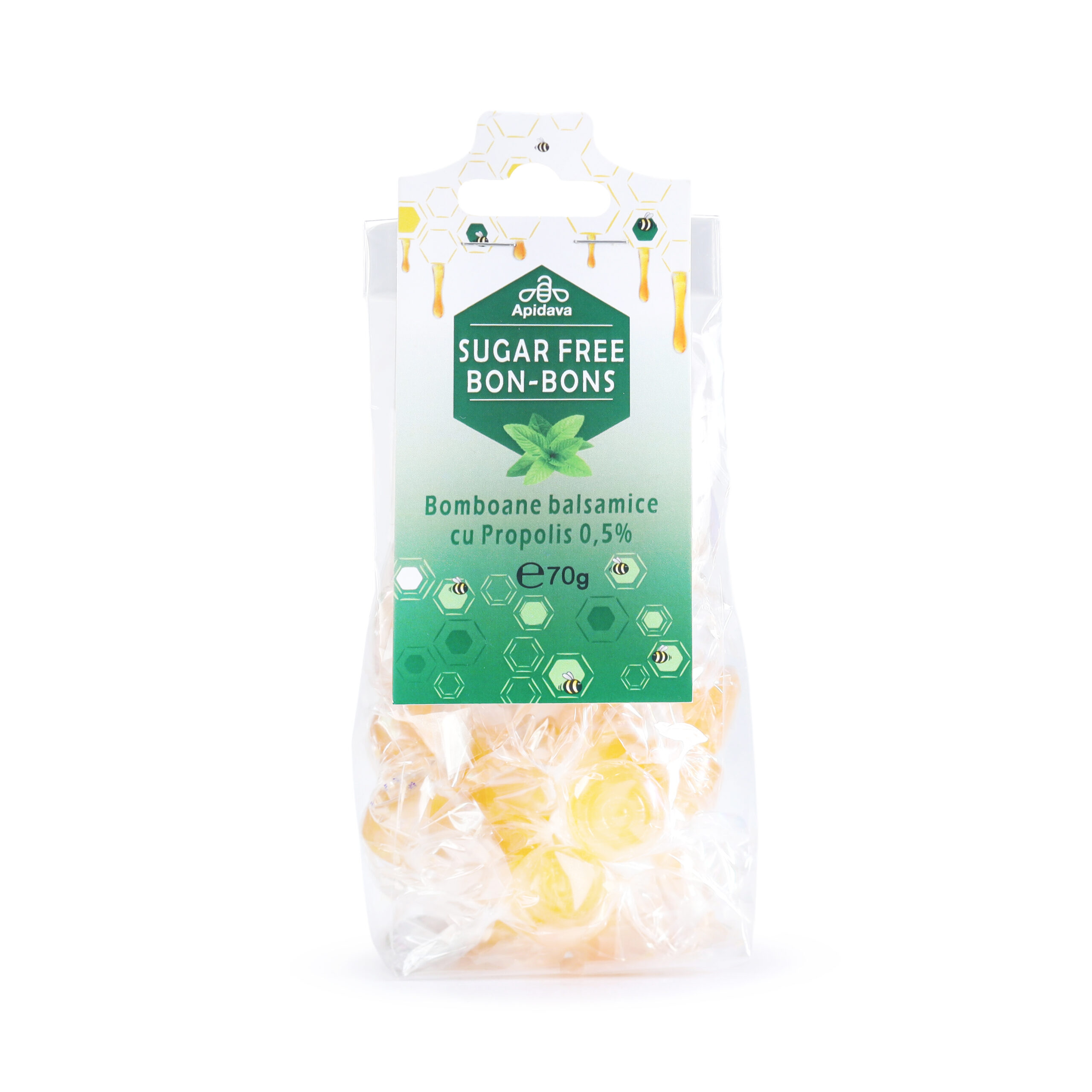 Bomboane balsamice fara zahar cu propolis, 70 g, Apidava