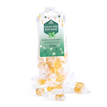 Bomboane balsamice fara zahar cu propolis, 70 g, Apidava 761257