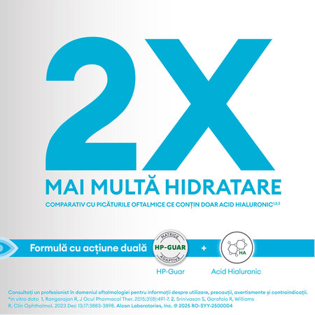 Picaturi oftalmice cu utilizare zilnica fara conservanti Systane Hydration, 10 ml, Alcon 816822