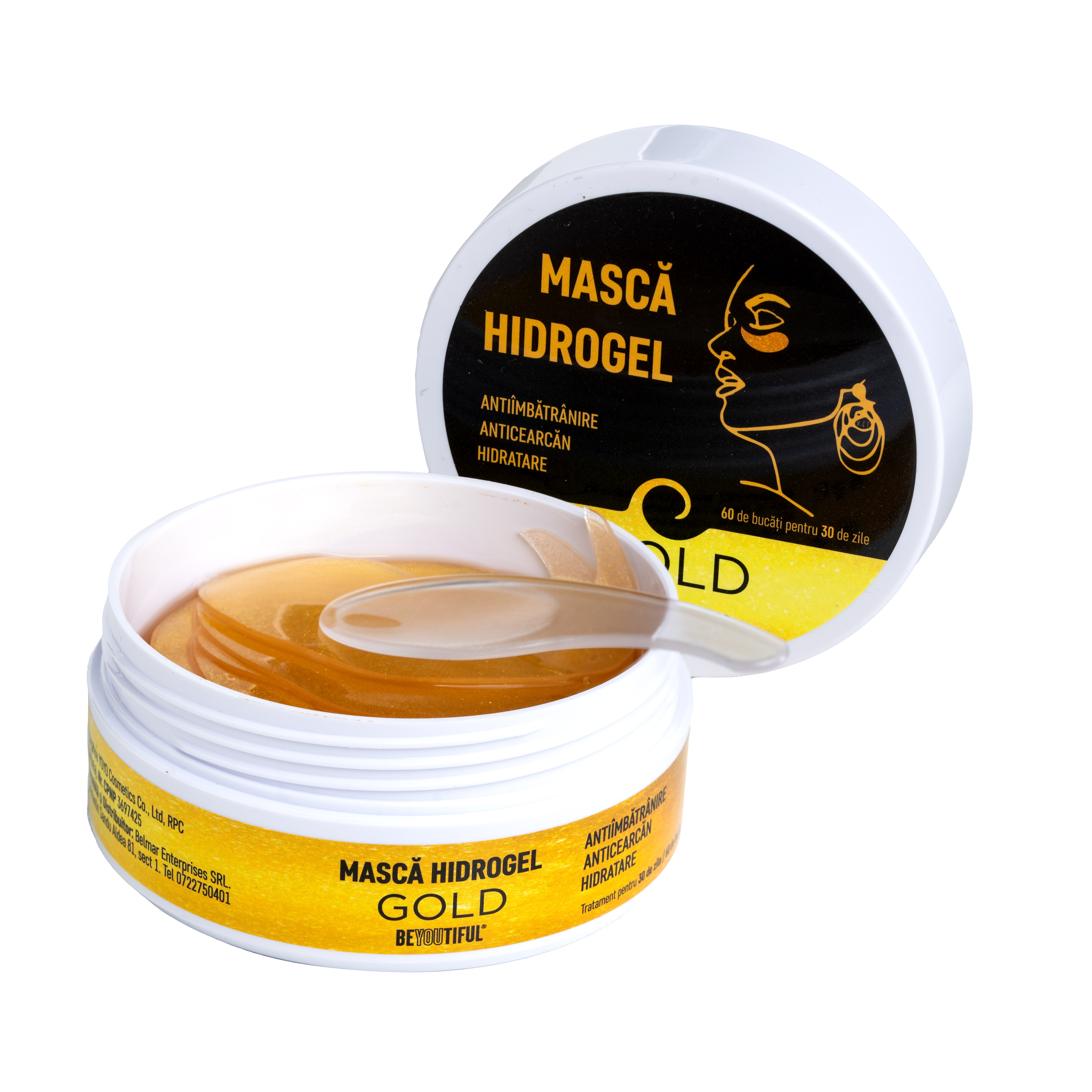 Masca hydrogel pentru ochi cu particule de Aur,, 60 bucati, Beyoutiful