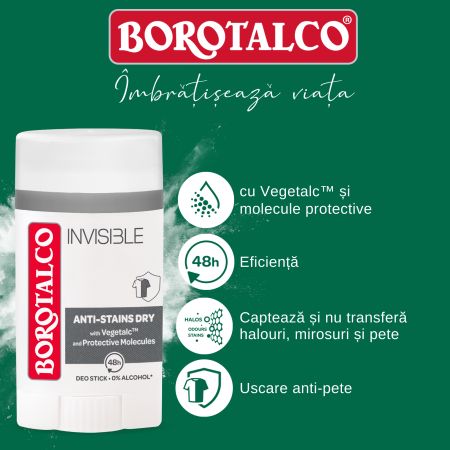 Deodorant stick Invisible, 40 ml, Borotalco 763405