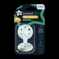 Suzeta de noapte Closer to Nature Breast like Soother, 0-6 luni, 2 bucati, Alb/ Galben, Tommee Tippee
