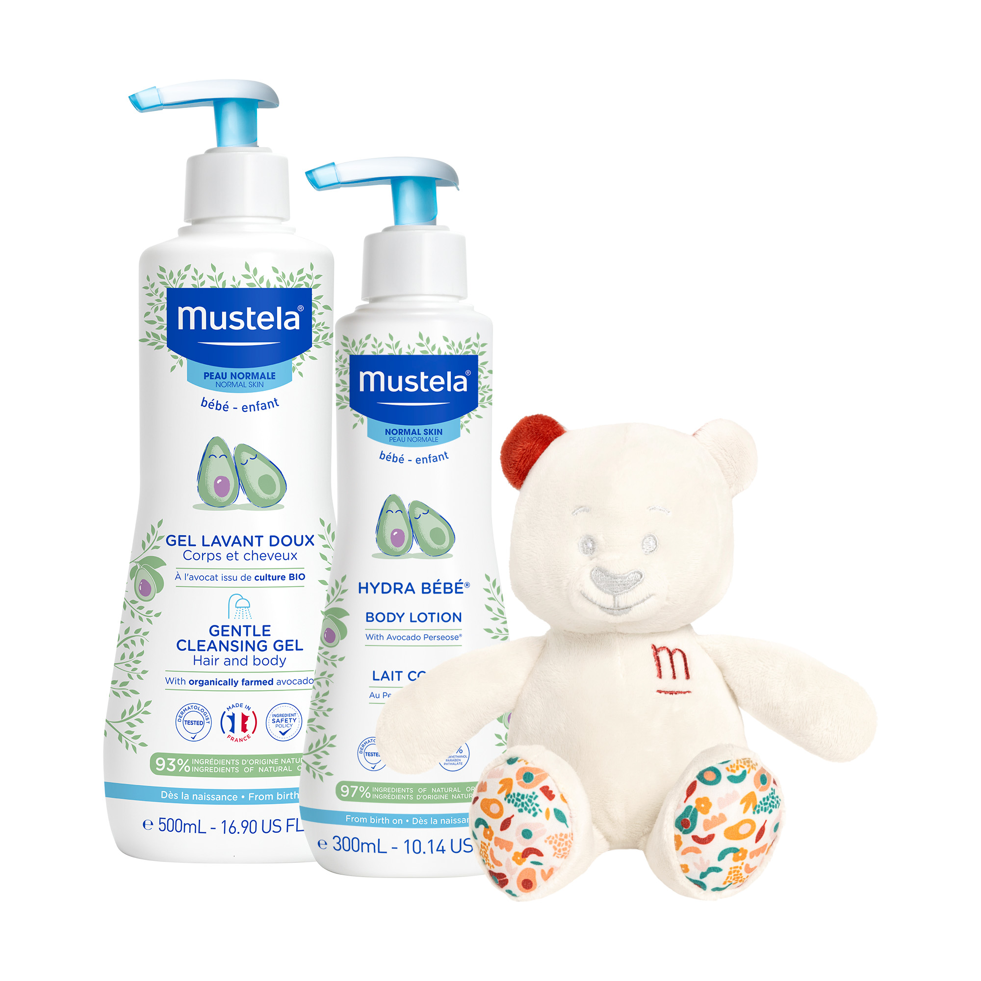 Pachet Gel de curatare par si corp si Lotiune de corp Hydra bebe, 500ml + 300 ml, Mustela