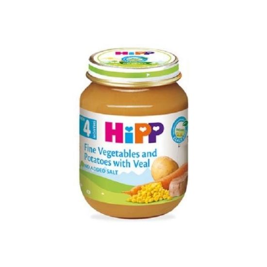 Legume gustoase si cartofi cu carne de vitel, +4 luni, 125 g, Hipp