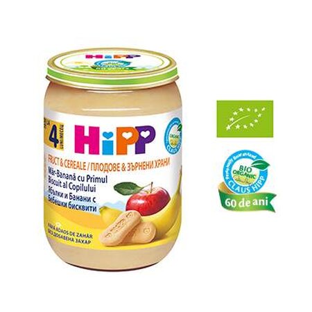 Piure din fructe si cereale, +4 luni, 190gr, Hipp 499042