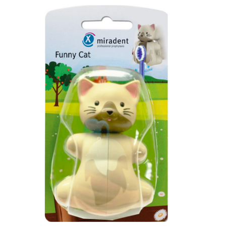 Suport cu ventuza pentru periuta de dinti, Funny Animals Cat, Miradent 499161