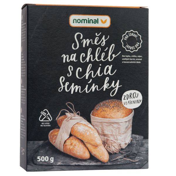 Mix pentru paine fara gluten cu seminte de chia, 500 g, Nominal