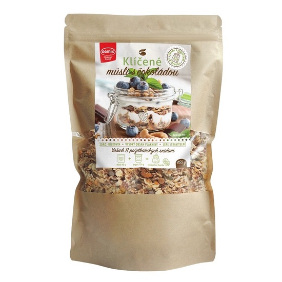 Musli germinat fara gluten cu ciocolata, 450 g, Semix