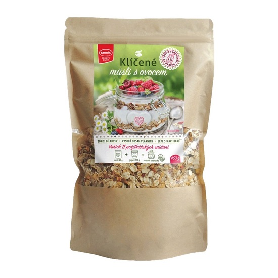 Musli germinat fara gluten cu fructe, 450 g, Semix