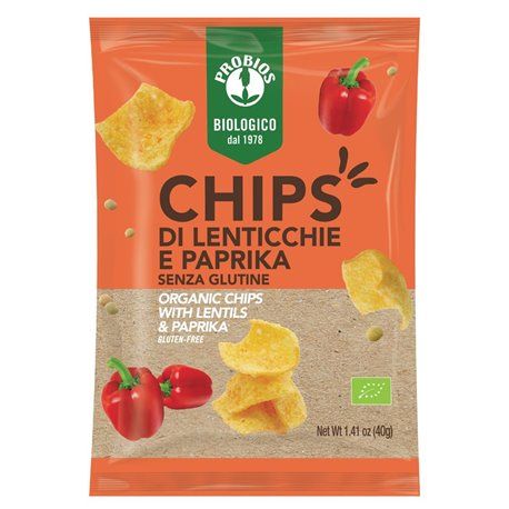 Chipsuri cu linte si paprika Bio, 40 g, Probios