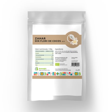 Zahar din flori de cocos Eco, 250 g, Managis
