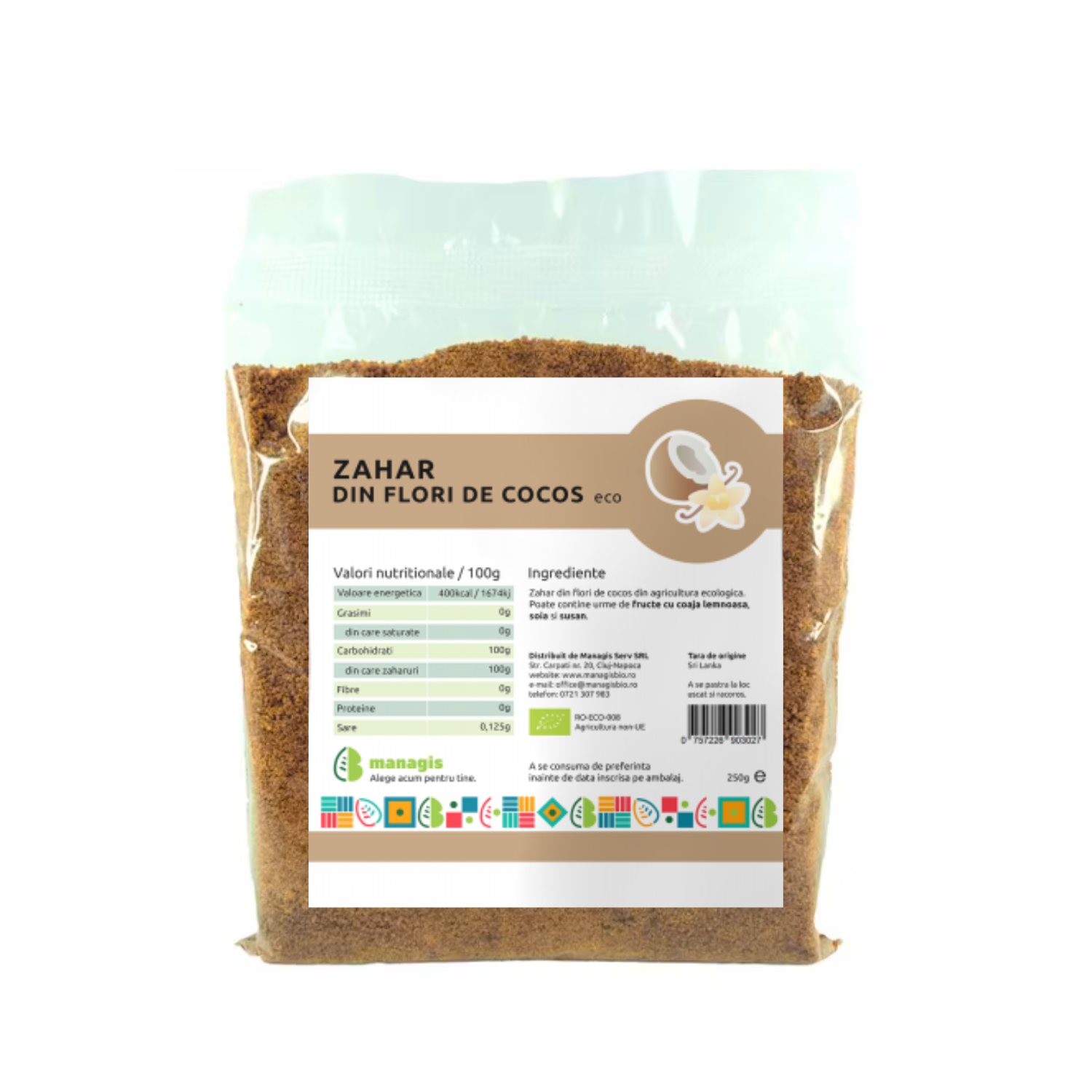 Zahar din flori de cocos Eco, 250 g, Managis