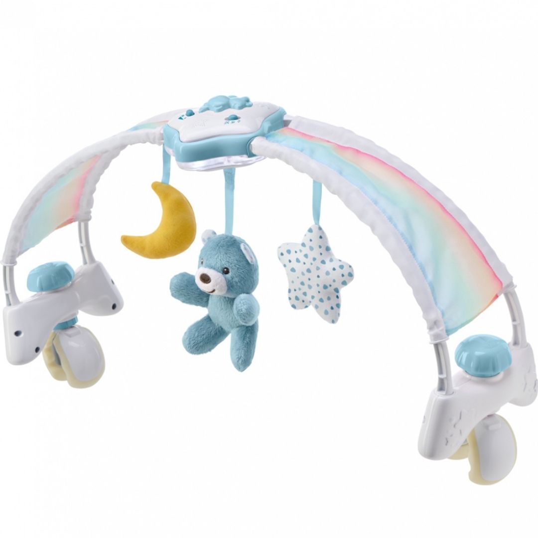 Arcada muzicala 2 in 1 pentru patut, +0 luni, Rainbow Sky Bleu, Chicco