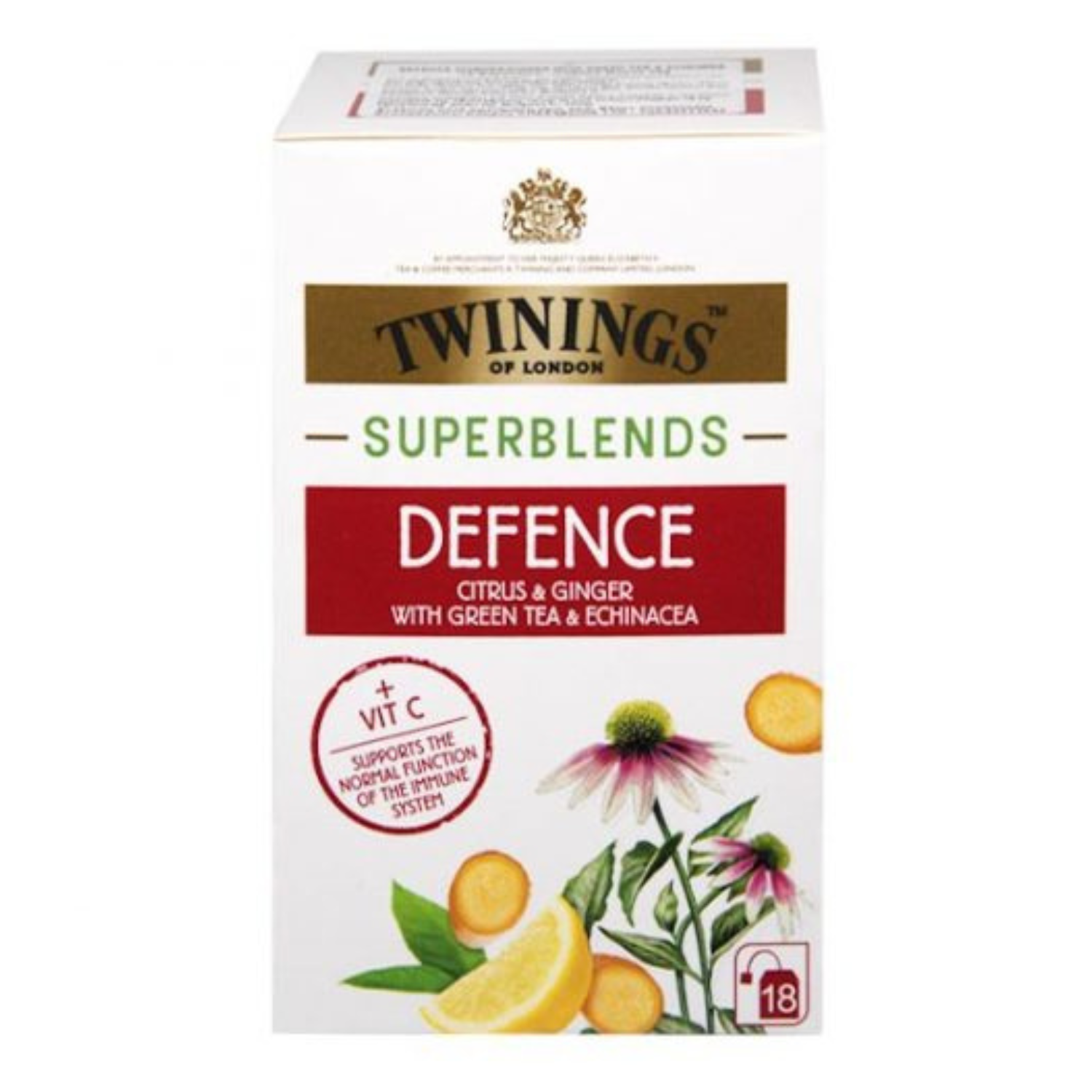 Ceai din plante pentru imunitate Superblends Defence, 18 pliculete, Twinings