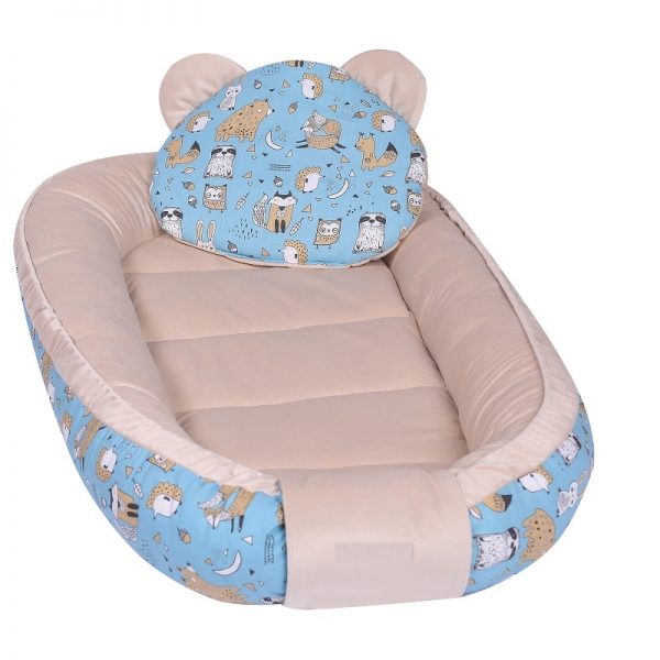 Baby Nest Multifunctional cu pernuta, Zoo Party, E-Kids