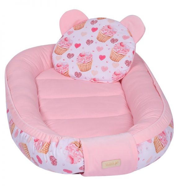 Baby Nest Multifunctional cu pernuta, Powder Cupcake, E-Kids