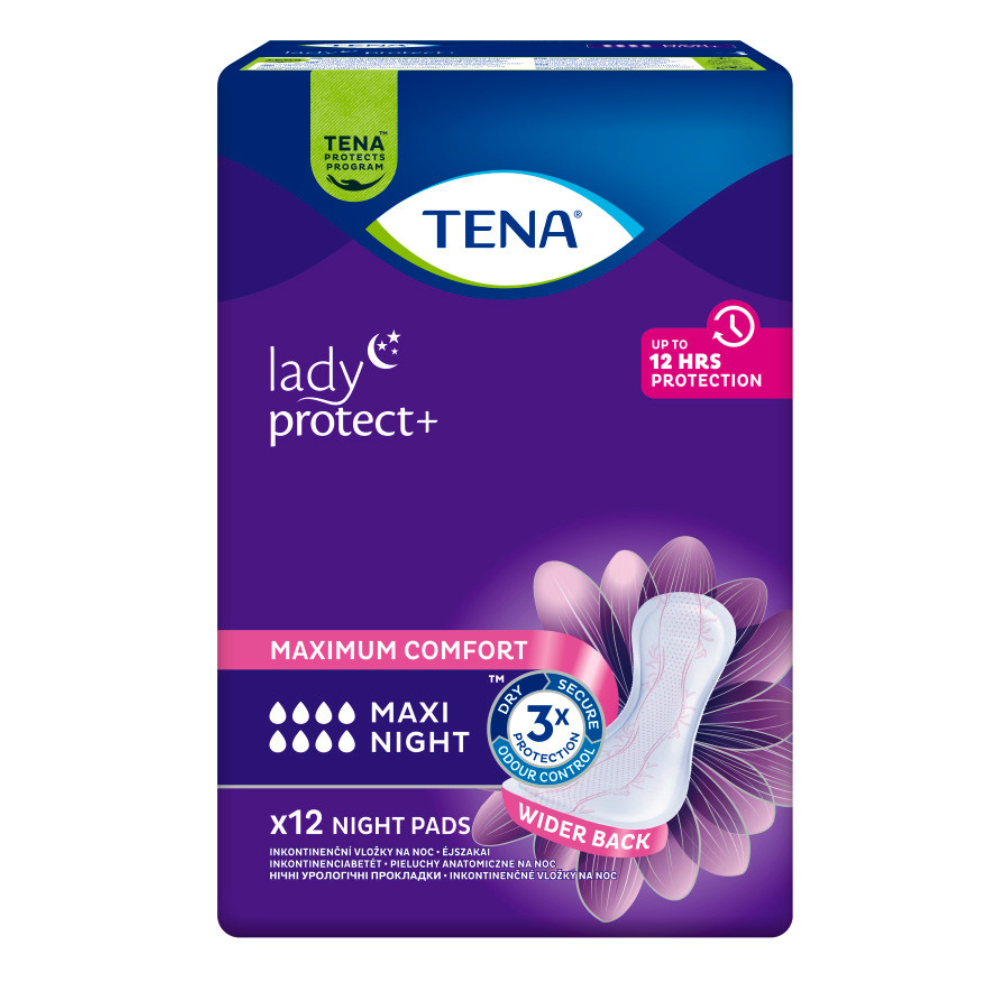 Absorbant pentru controlul incontinentei Lady Protect Maxi Night, 12 bucati, Tena