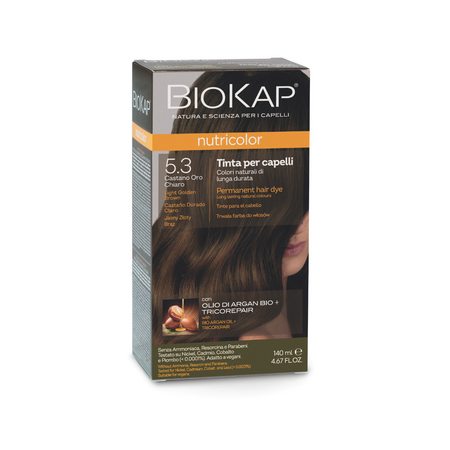 Vopsea permanenta pentru par 5.3 castaniu deschis auriu Nutricolor, 140 ml, Biokap 