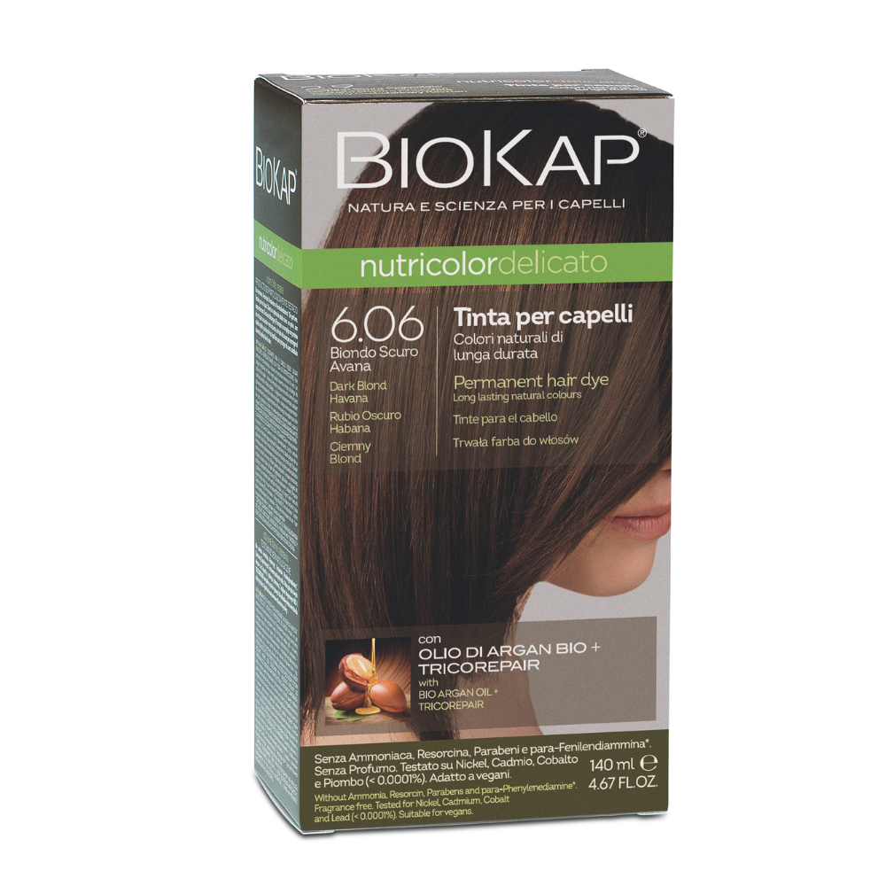 Vopsea permanenta pentru par 6.06 Dark Blond Havana, 140 ml Nutricolor Delicato, Biokap