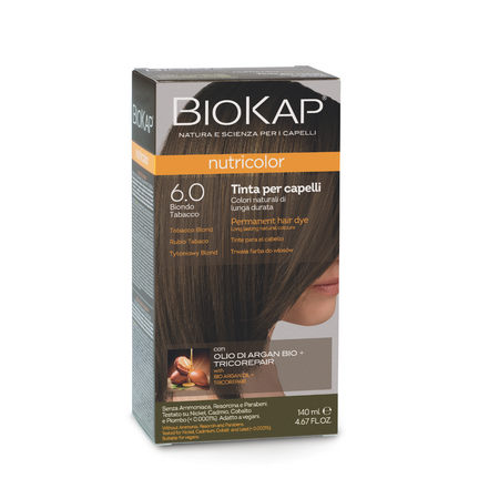 Vopsea permanenta pentru par 6.0 Blond Tabac  Nutricolor, 140 ml, Biokap