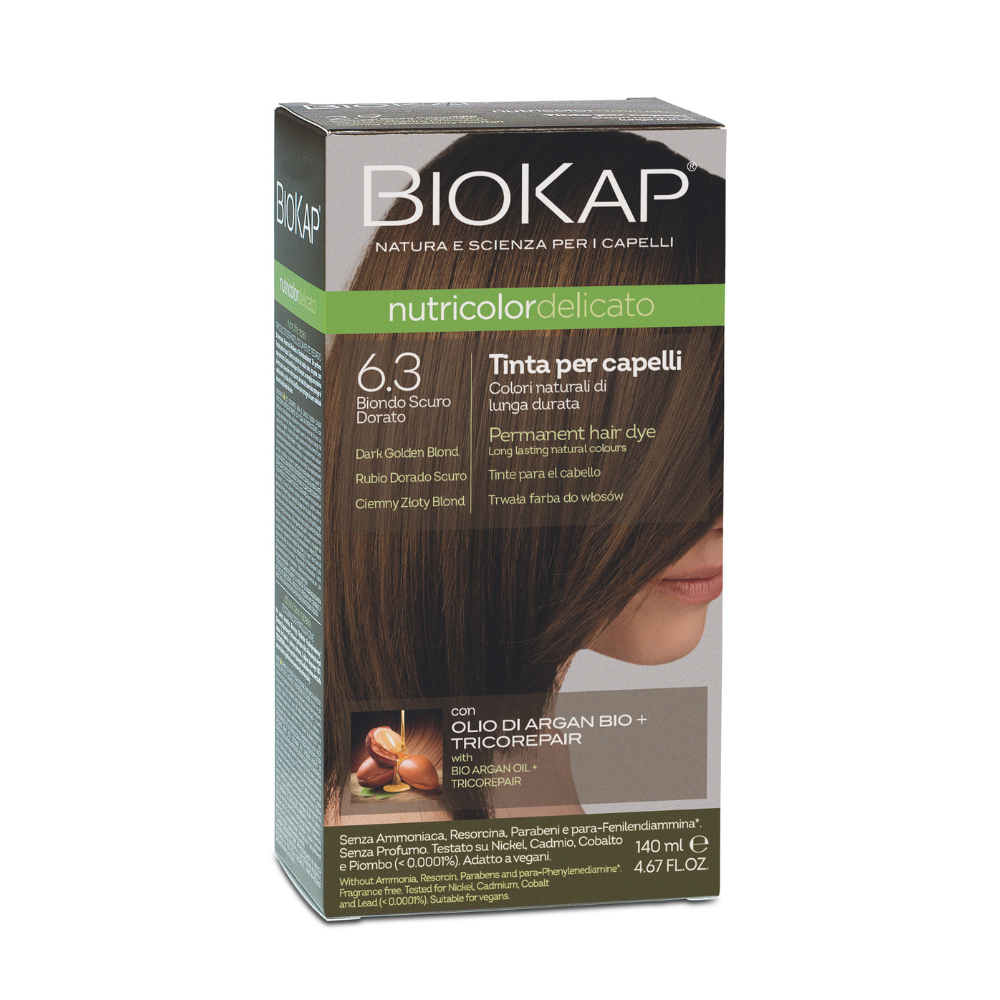 Vopsea permanenta pentru par 6.3 Dark Golden Blond, 140 ml Nutricolor Delicato, Biokap