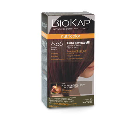 Vopsea permanenta pentru par 6.66 Red Ruby  Nutricolor, 140 ml, Biokap