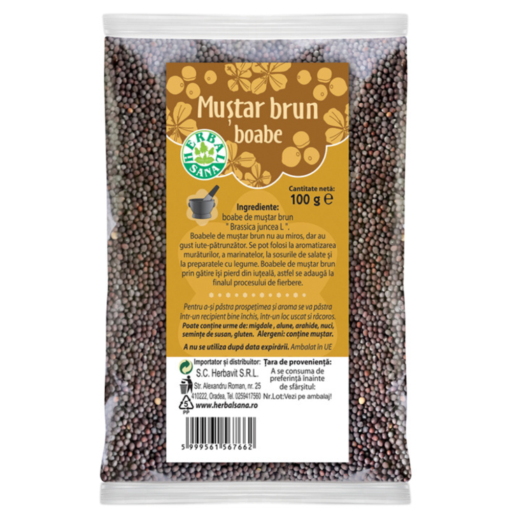 Mustar brun boabe, 100 g, Herbal Sana