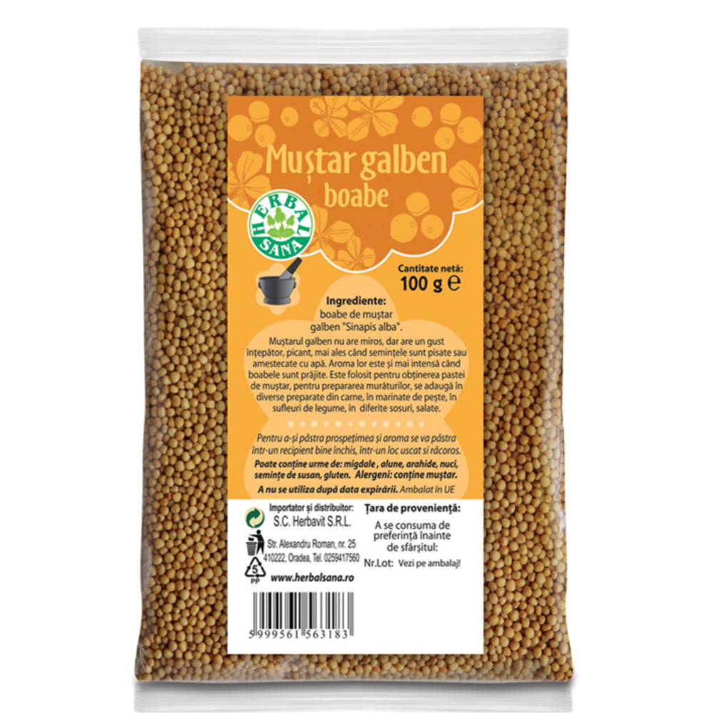 Mustar galben boabe, 100 g, Herbal Sana