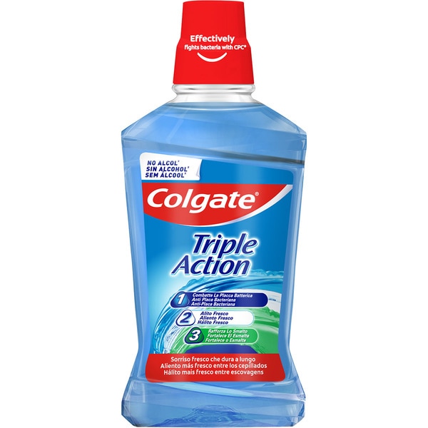 Apa de gura fara alcool Triple Action, 500 ml, Colgate