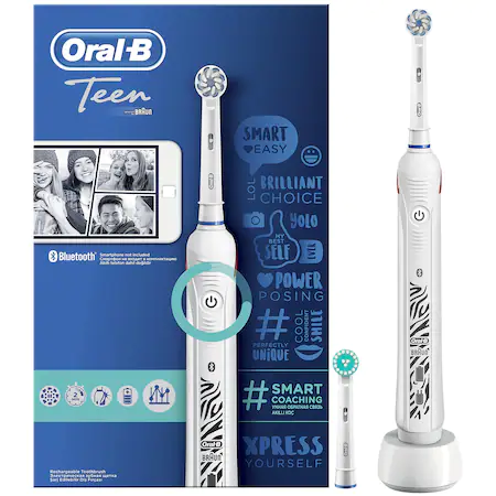 Periuta de dinti electrica Teen, 40000 pulsatii/min, 8800 oscilatii/min, Alb, Oral B