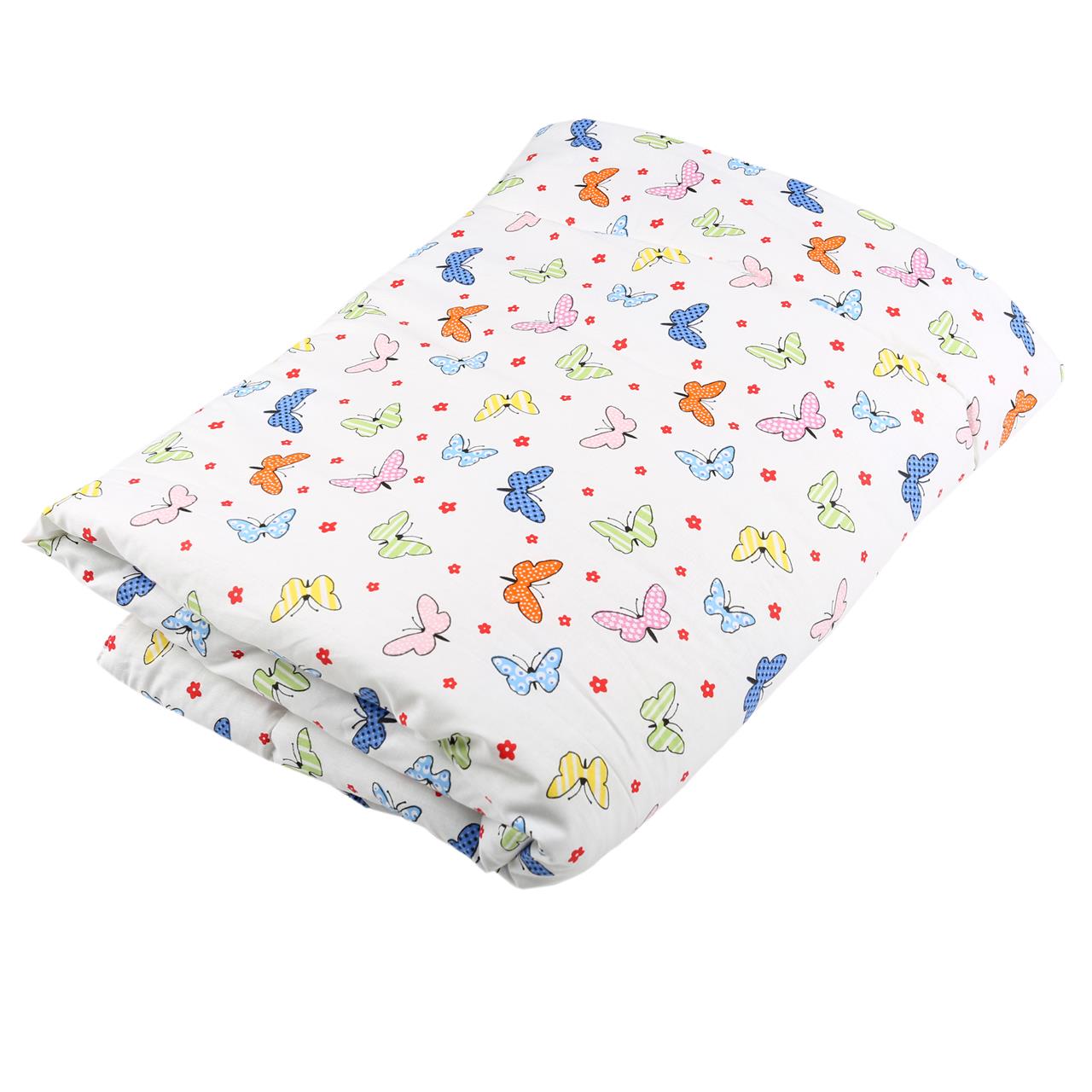 Pilota pentru patut din bumbac ranforce, 90x90 cm, Fluturasi multicolori, Baltic Bebe