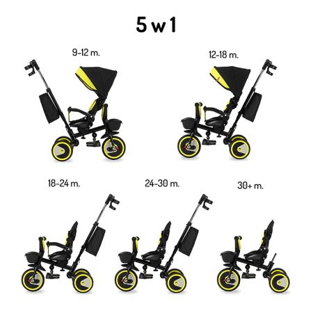 Tricicleta pliabila 5 in 1 pentru copii Invidia, Black, Momi 501359