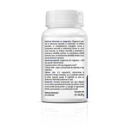 Magneziu Bisglicinat, 1000 mg, 30 capsule, Zenyth 772378