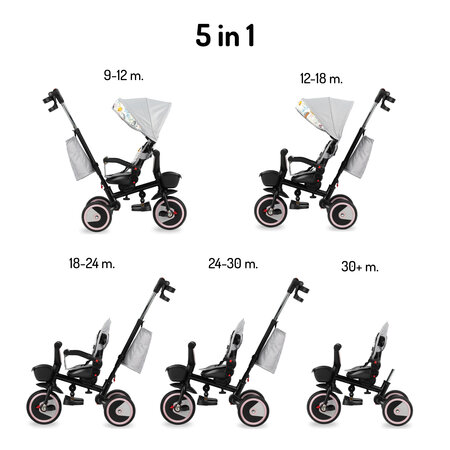 Tricicleta pliabila 5 in 1 pentru copii Invidia, Love, 9 luni-5 ani, Momi 501387
