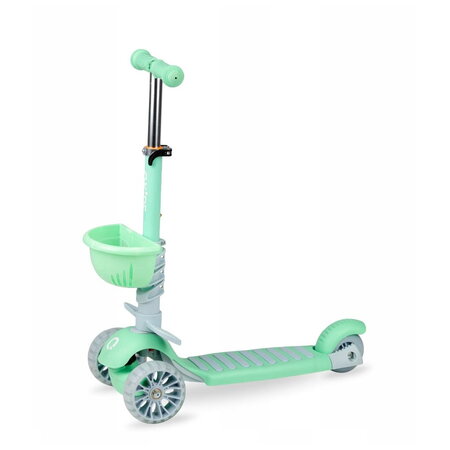 Trotineta 3 in 1 cu sezut pentru copii ILI, Green, 1-4 ani, MoMi 501475