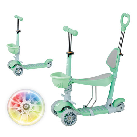 Trotineta 3 in 1 cu sezut pentru copii ILI, Green, 1-4 ani, MoMi 501477