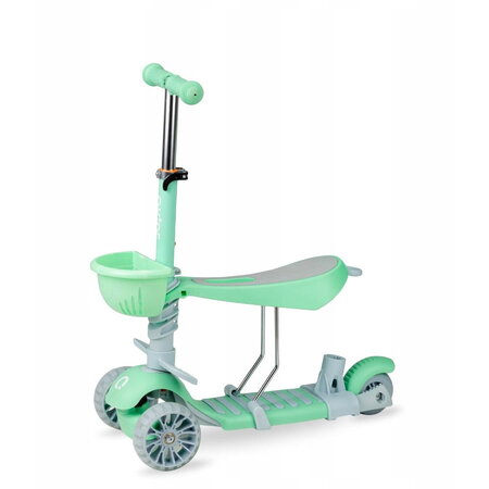 Trotineta 3 in 1 cu sezut pentru copii ILI, Green, 1-4 ani, MoMi 501474