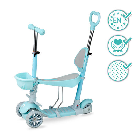 Trotineta 3 in 1 cu sezut pentru copii ILI, Blue, 1-4 ani, MoMi 501508