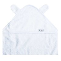 Prosop cu gluga si urechiuse pentru bebelusi, 100x100 cm, Alb, Tuxi Brands