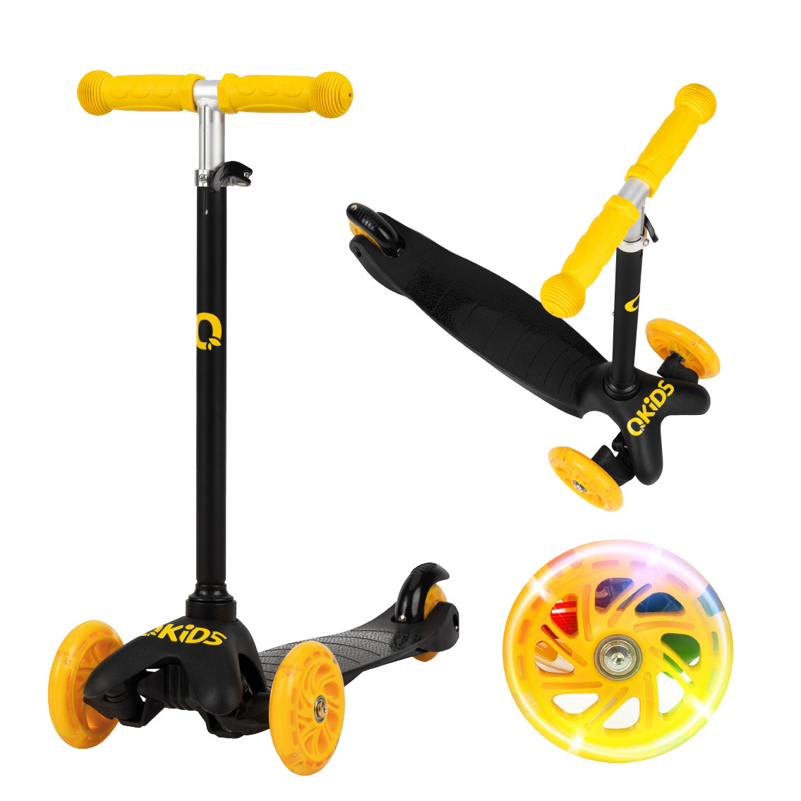 Trotineta cu 3 roti pentru copii Lumis, Yellow, QKids